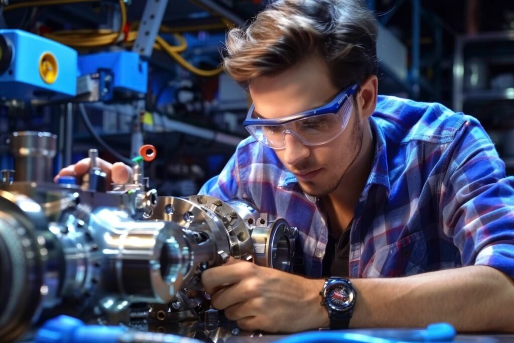 Ingeniero trabajando en prototipo.