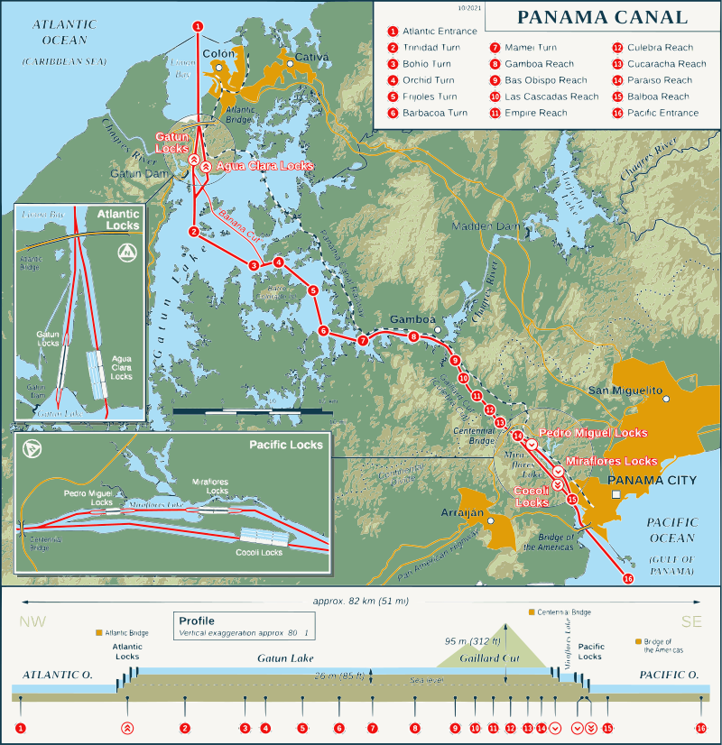 Mapa del Canal de Panamá