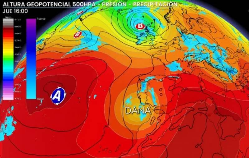 Predicción de una DANA sobre la Península Ibérica.